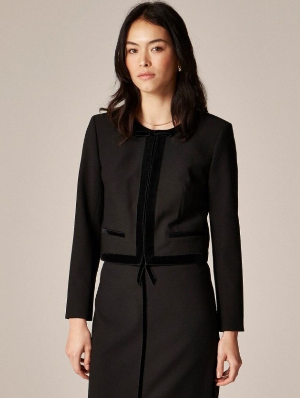 J. Crew Bow Lady Jacket in 4-Season Stretch - Black